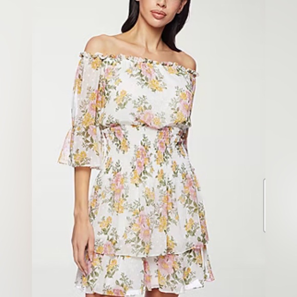 Premier Dresses & Skirts - Premier Amour Floral Off-Shoulder Mini Dress